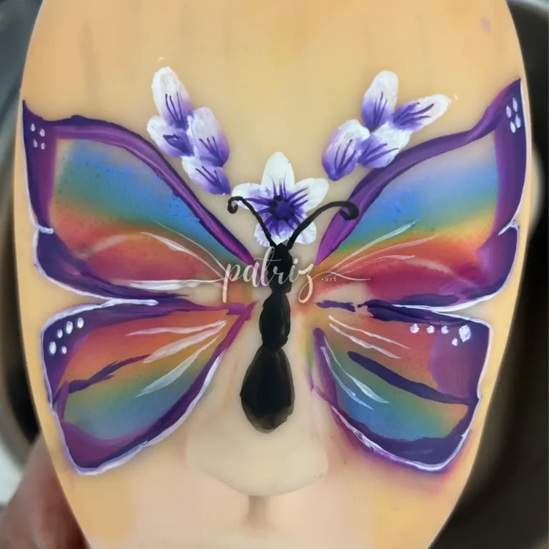 Ukázka z kurzu Malování na obličej pro skupinu účastníků. Workshop Facepainting pod vedením Patriz.