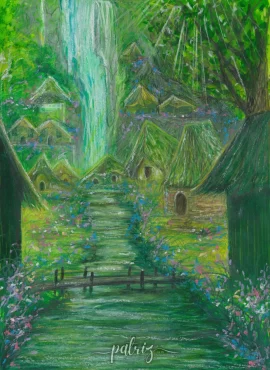 Ilustrace do knihy Velké Rhodovo dobrodružství, akvarel/akryl, pastelky.