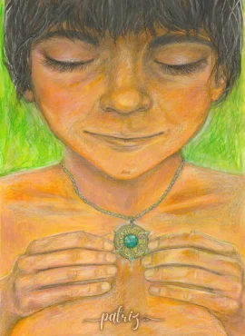Ilustrace do knihy Velké Rhodovo dobrodružství, akvarel/akryl, pastelky.